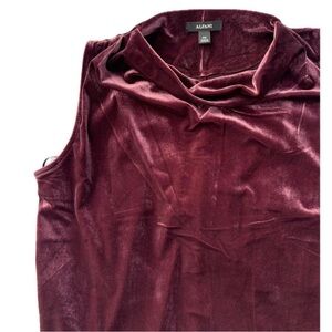 Burgundy velvet sleeveless shirt with a loose collar